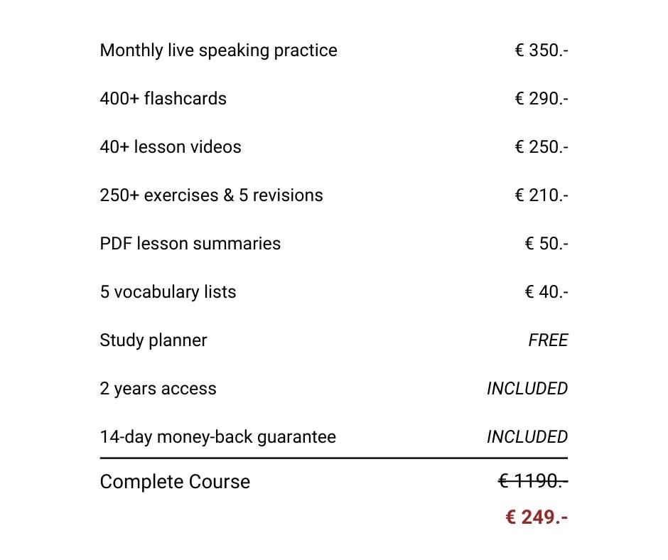 serbian beginner course pricing