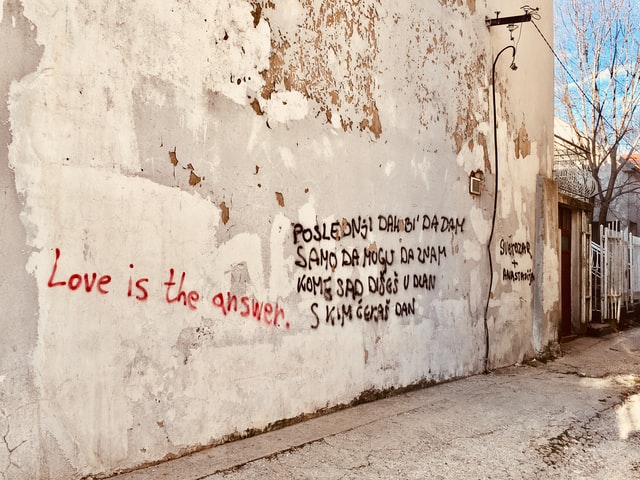 A graffiti in Montenegro with verses from the song of the Serbian band Osvajači